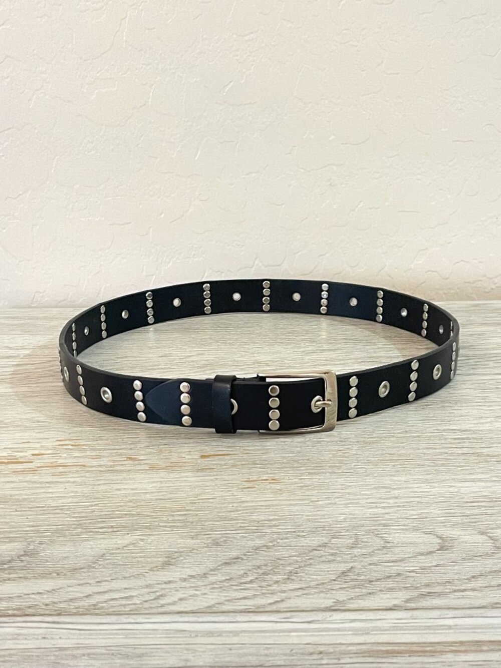 Relativity Stud Grommet Belt Black Silver Medium